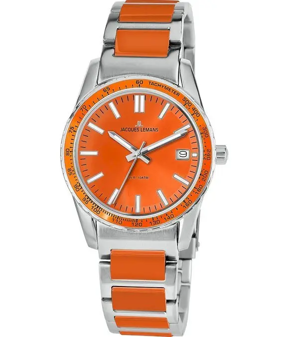 Jacques Lemans  Liverpool Quartz Orange Dial Unisex Watch