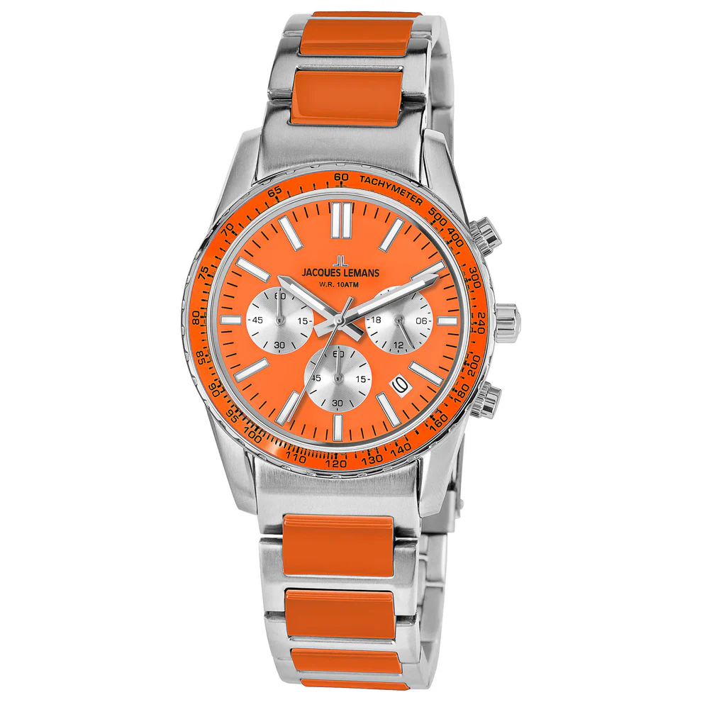 Jacques Lemans  Liverpool Quartz Orange Dial Unisex Watch