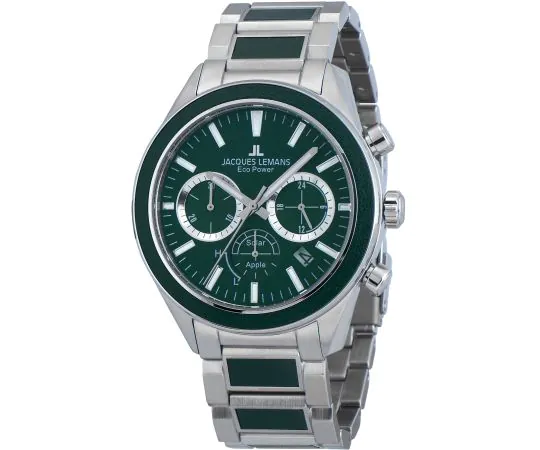 Jacques Lemans 1-2115G Eco Power Apple Mens Watch Chronograph 44mm 10ATM