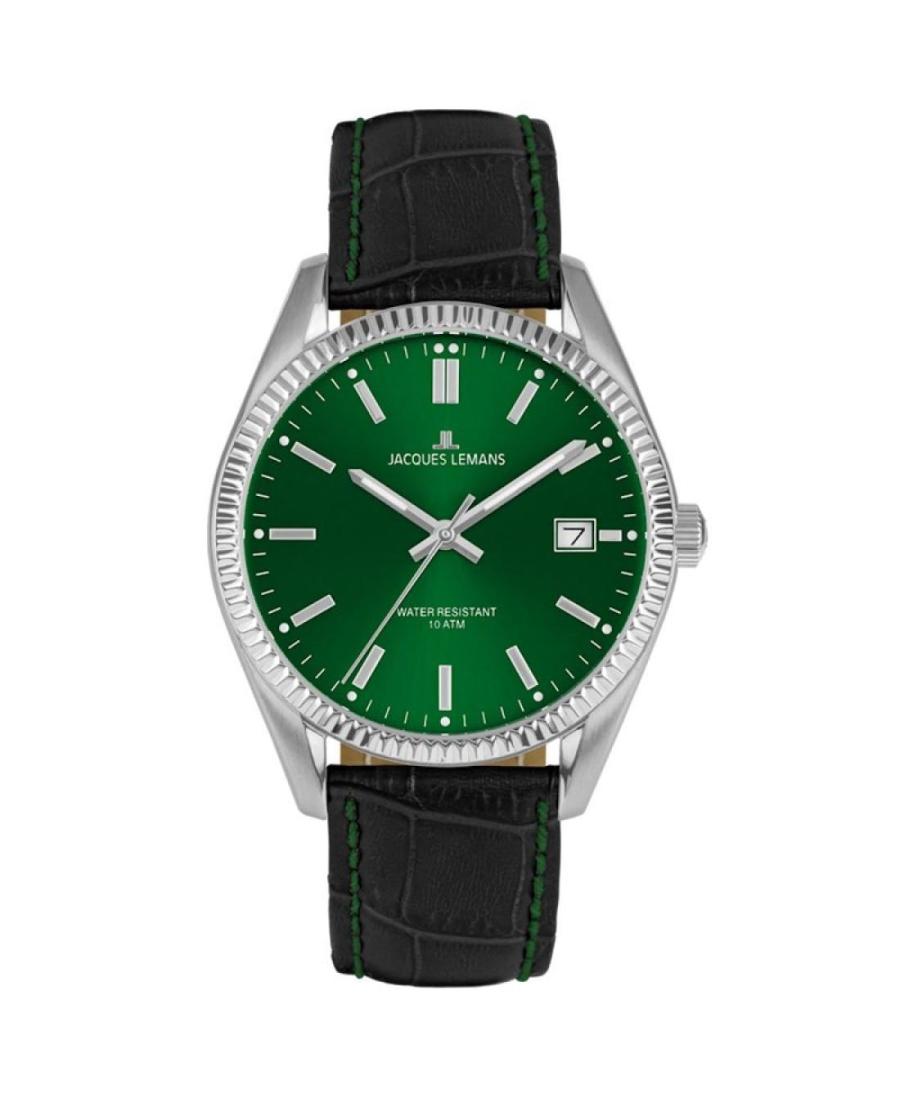 Men Classic Quartz Analog Watch JACQUES LEMANS 50-3T Green Dial 40mm