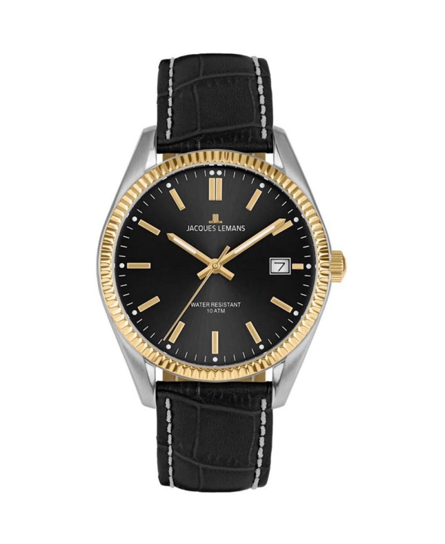 Men's Classic Quartz Analog Watch JACQUES LEMANS 50-3U Black Dial 40mm