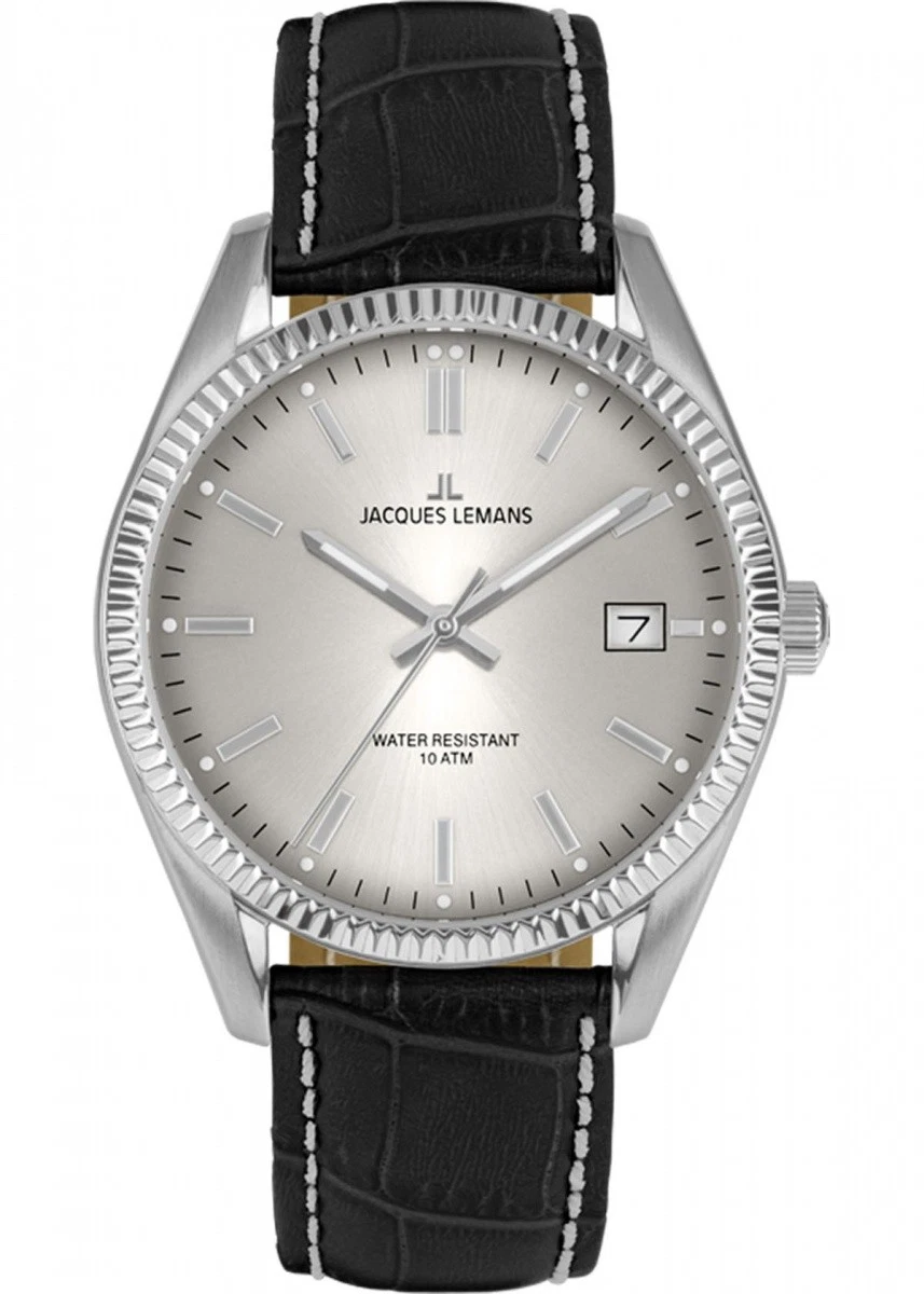 Jacques Lemans ladies' watch "Anniversary Collection" Derby 34 mm 10 ATM Date with leather