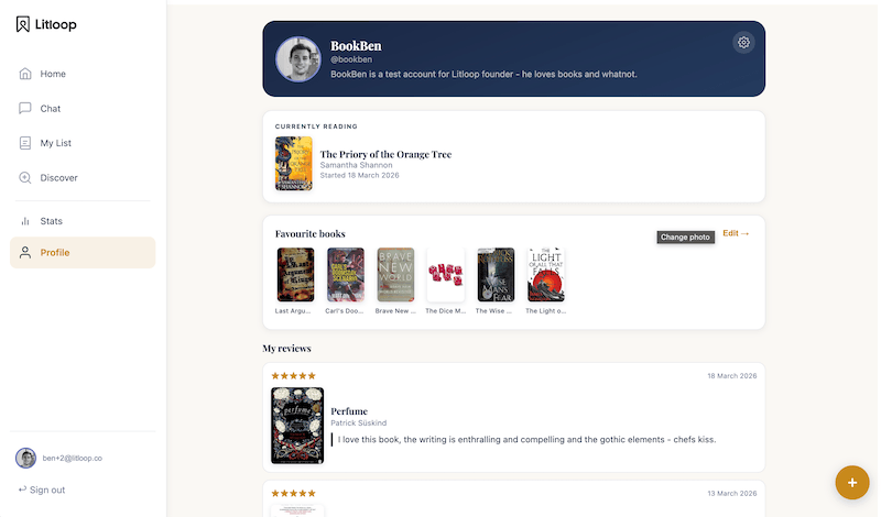 Litloop app — reading list