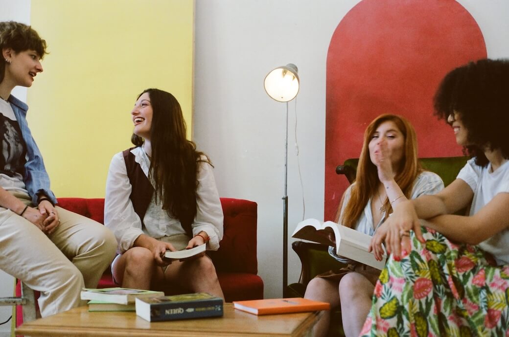 A group discussing books together