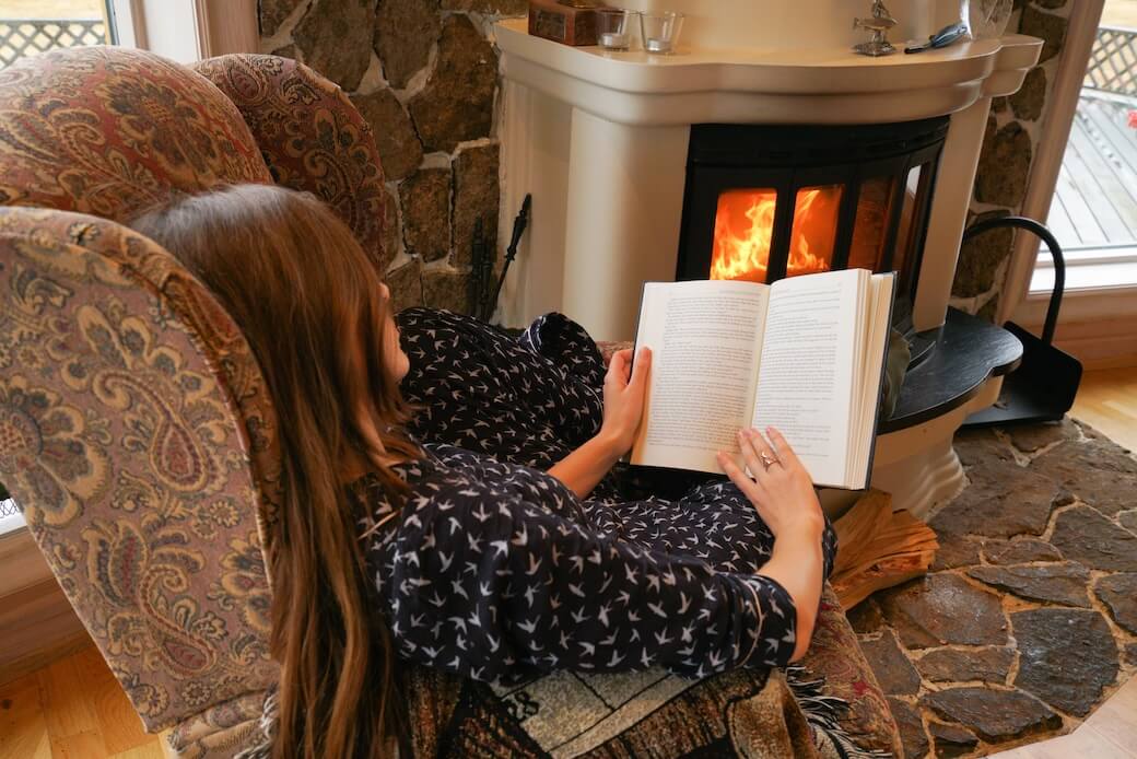 Reading by the fireside