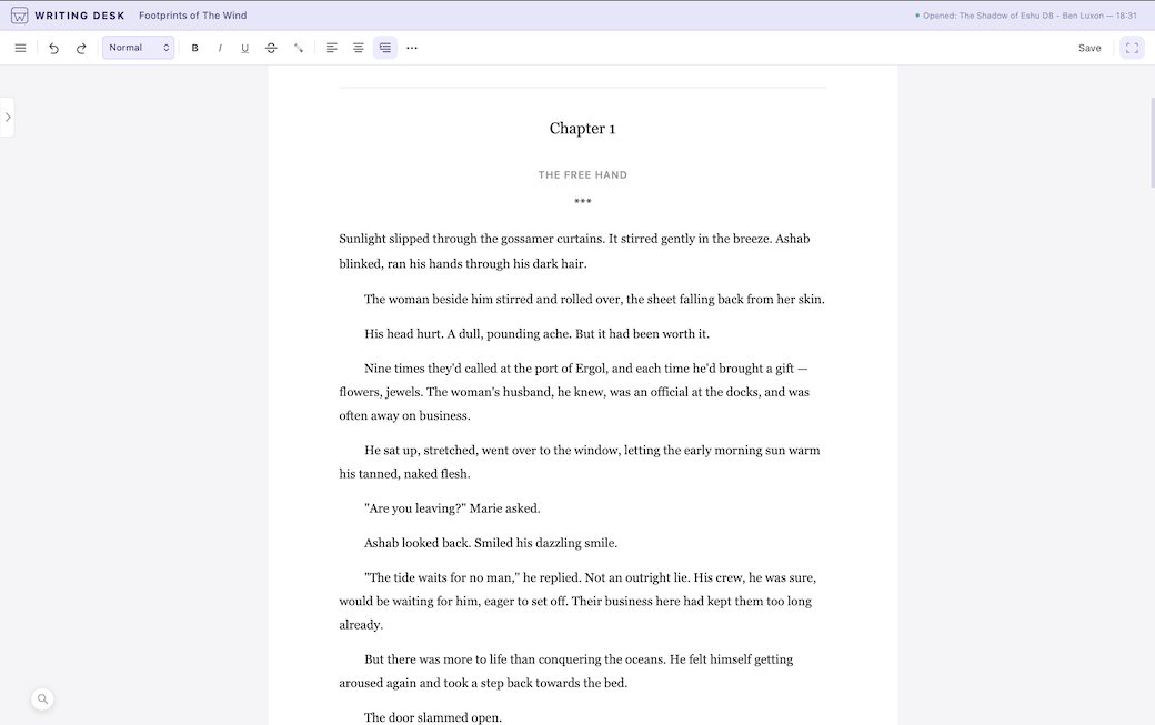 Manuscript in Focus Mode in Writing Desk