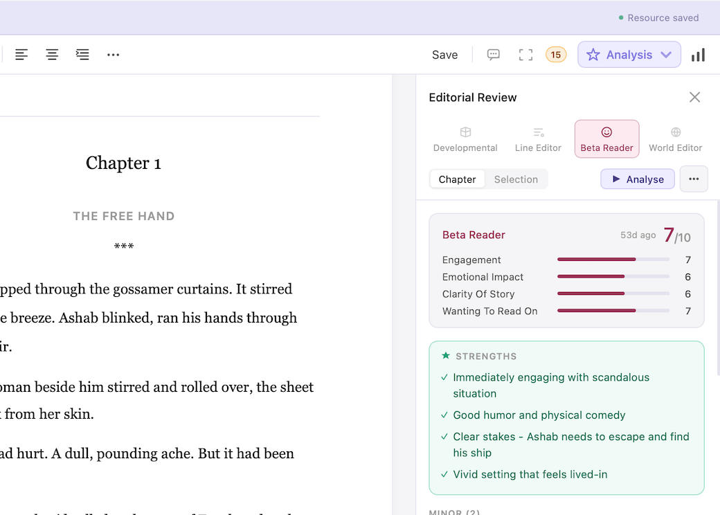 Editorial review in Writing Desk