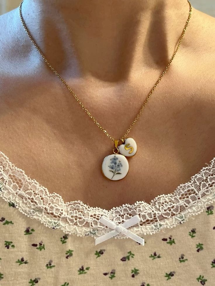 Floral With Initials Pendant