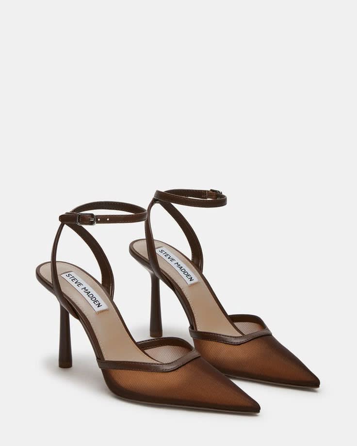 A strappy stiletto in brown