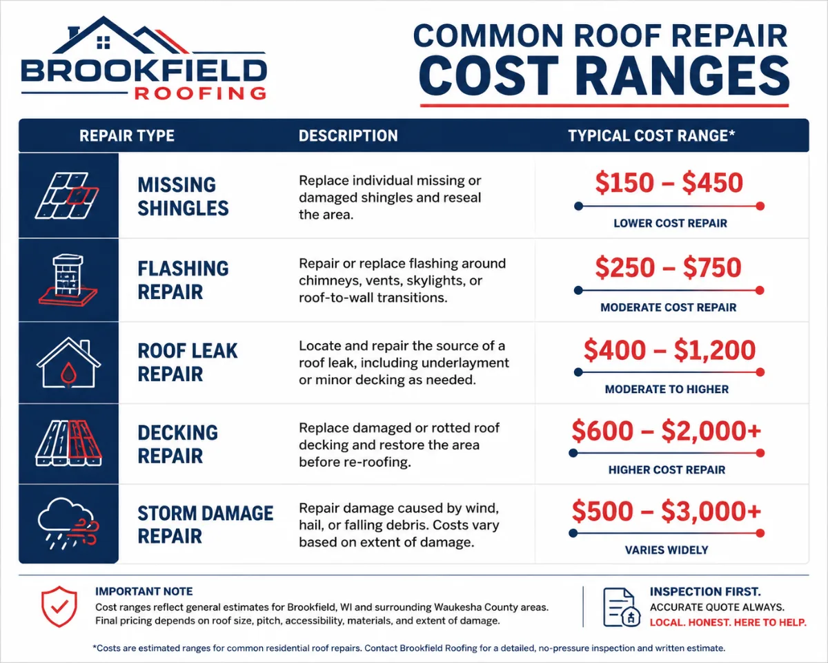 How Much Does a Roof Repair Cost in Brookfield WI?