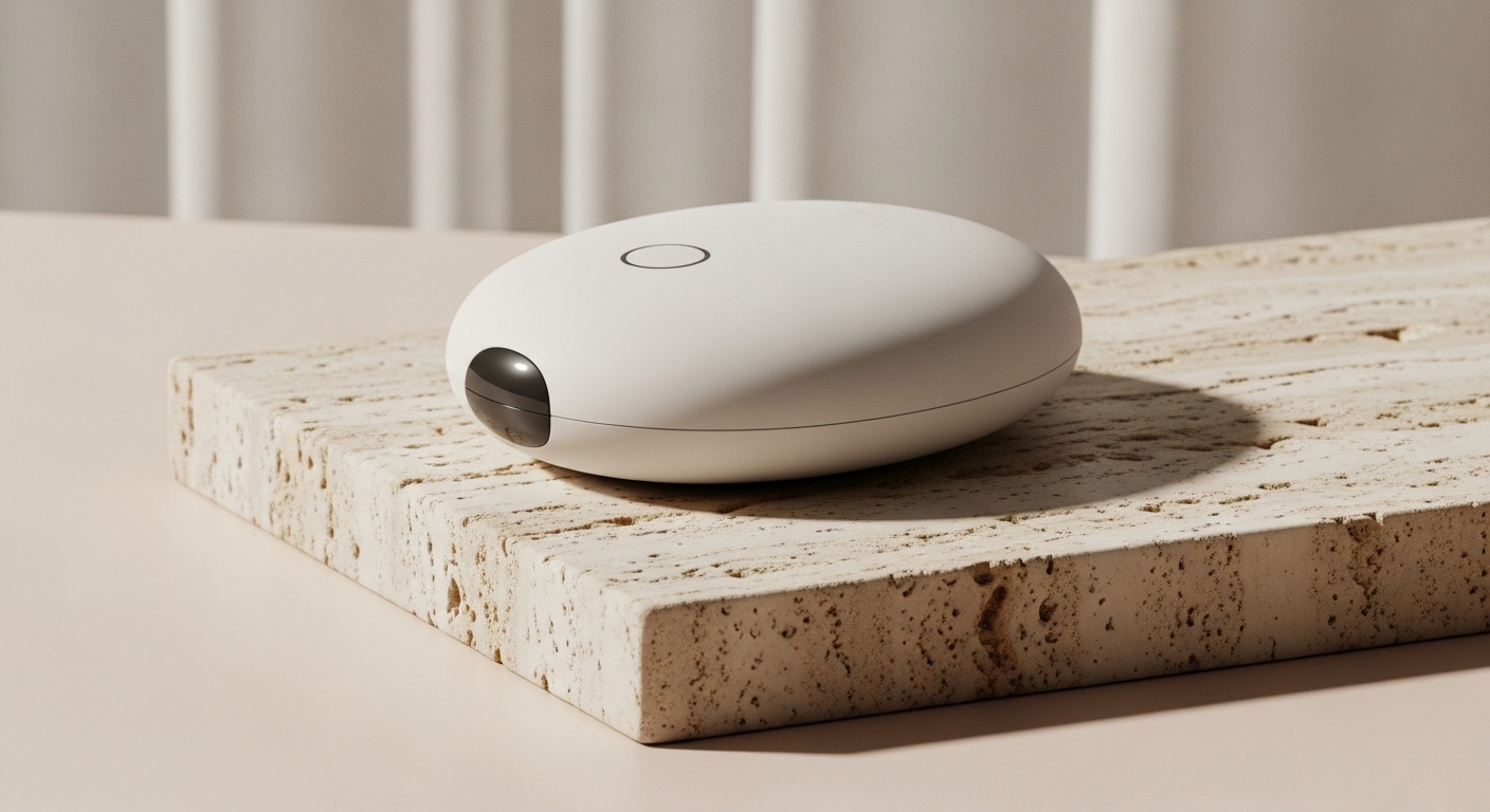 Sleek heating device on travertine