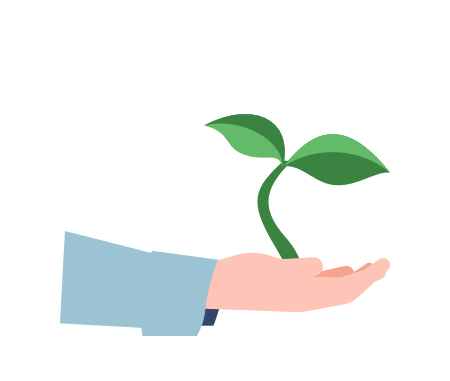 Illustration of a hand holing a sprouting plant