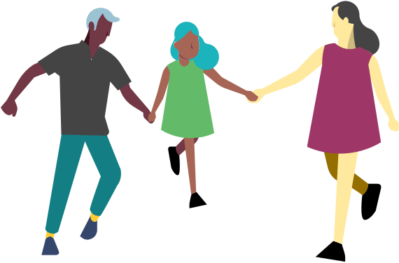 Illustration of a family walking together