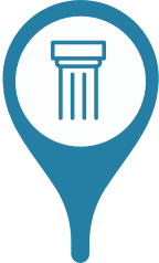 A location marker with a pillar in the center