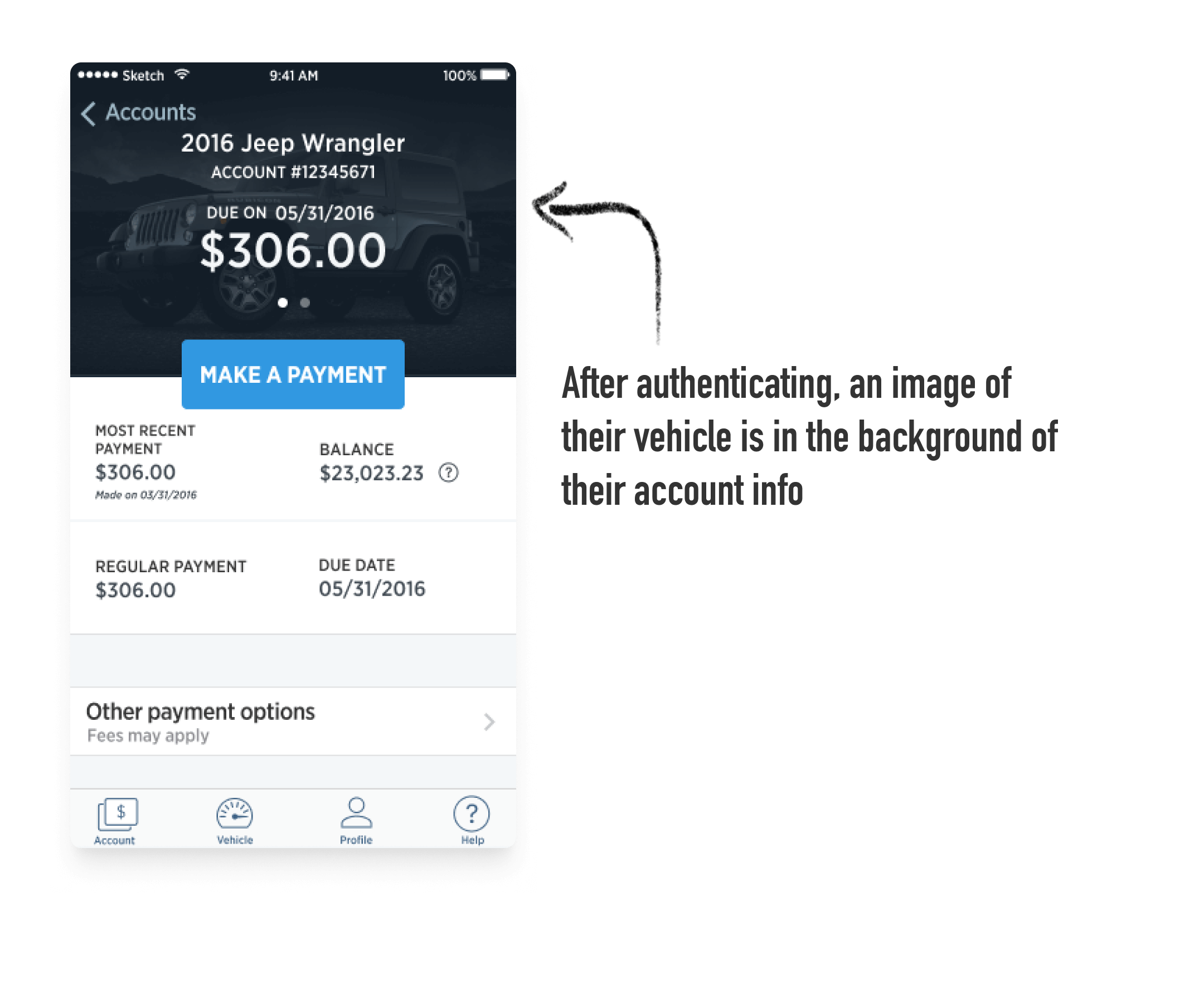Wireframes of MyAccount