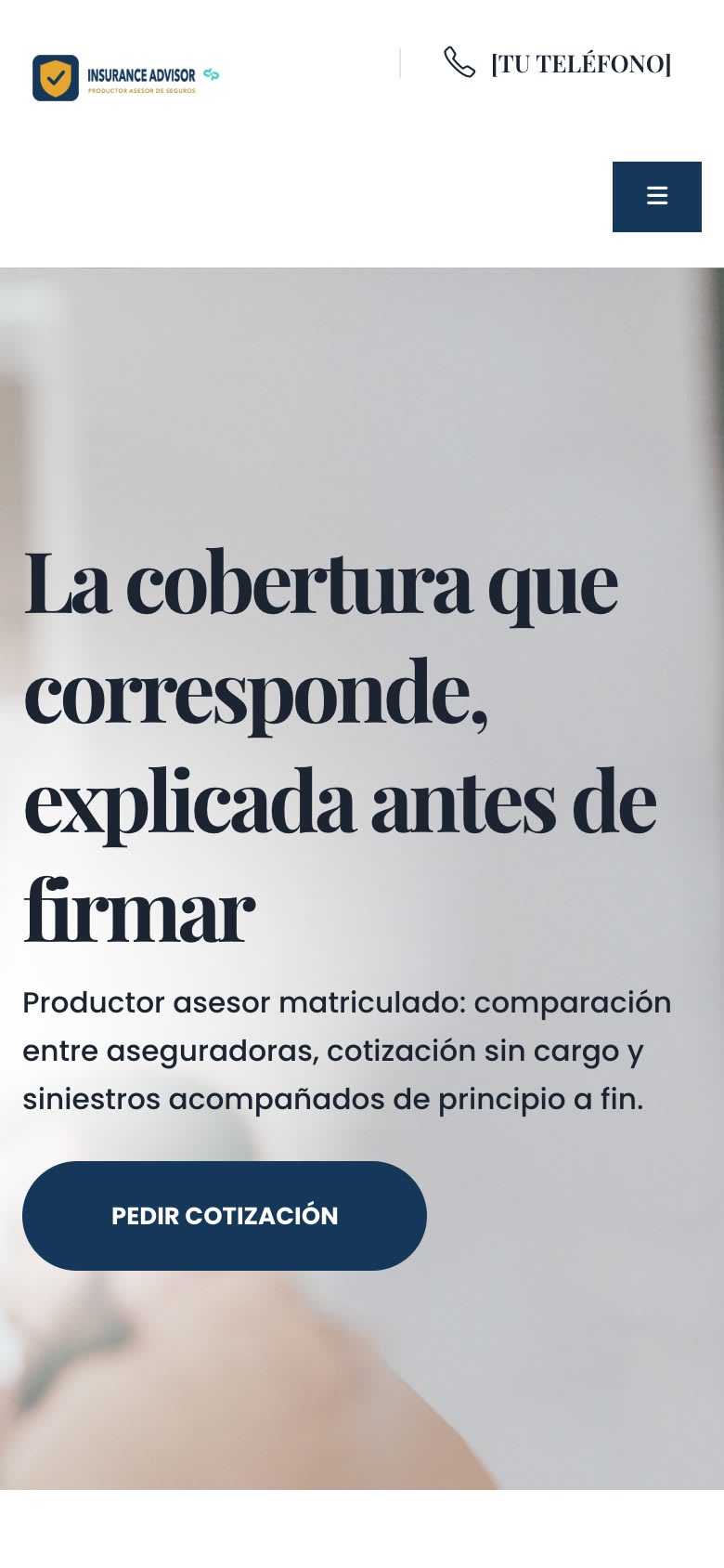 Sitio Web para Productores de Seguros móvil