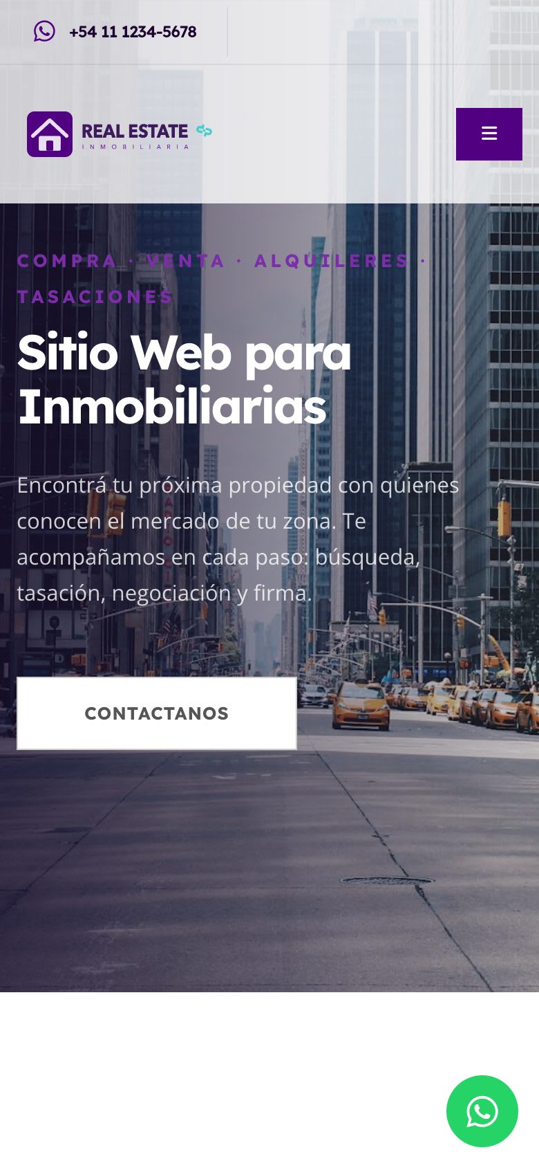 Sitio Web para Inmobiliarias móvil
