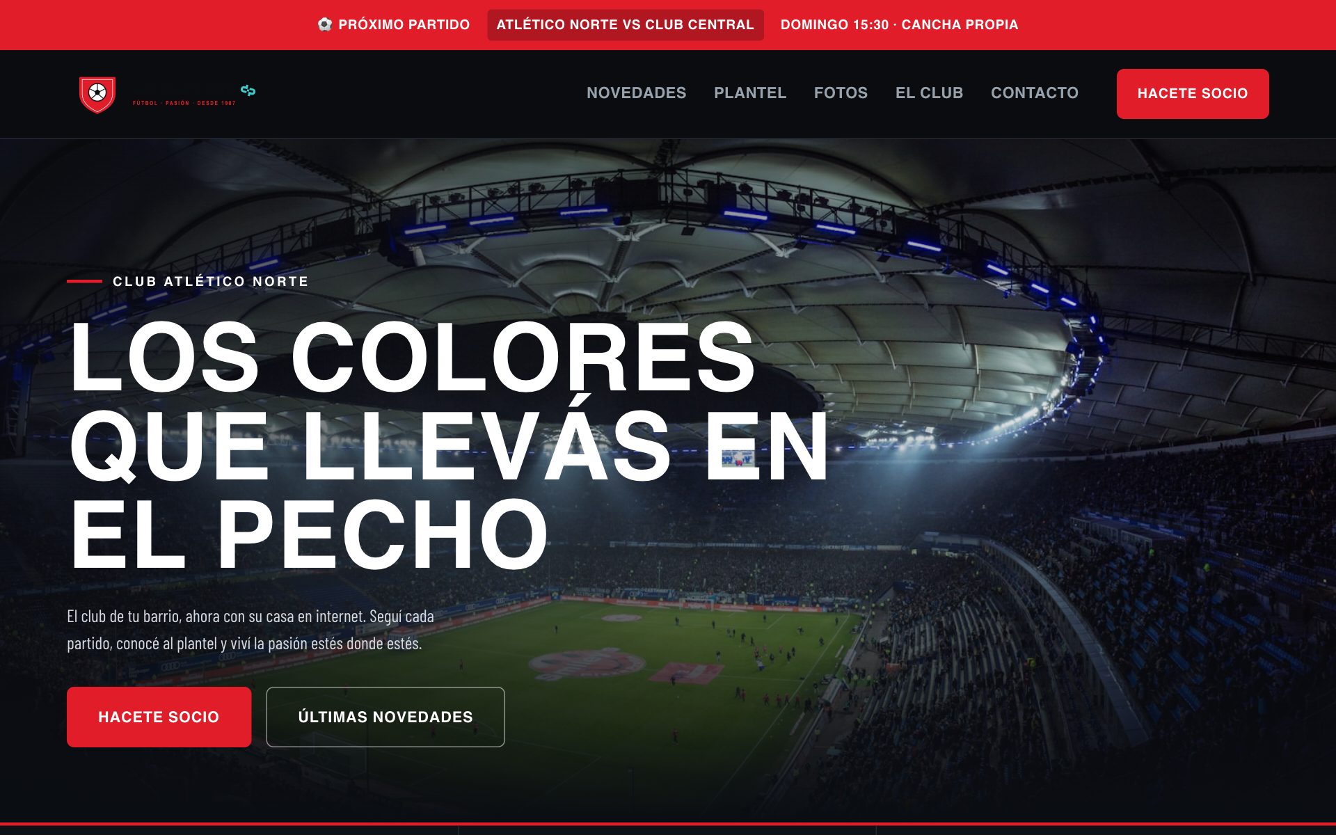 Sitio Web para Clubes de Fútbol