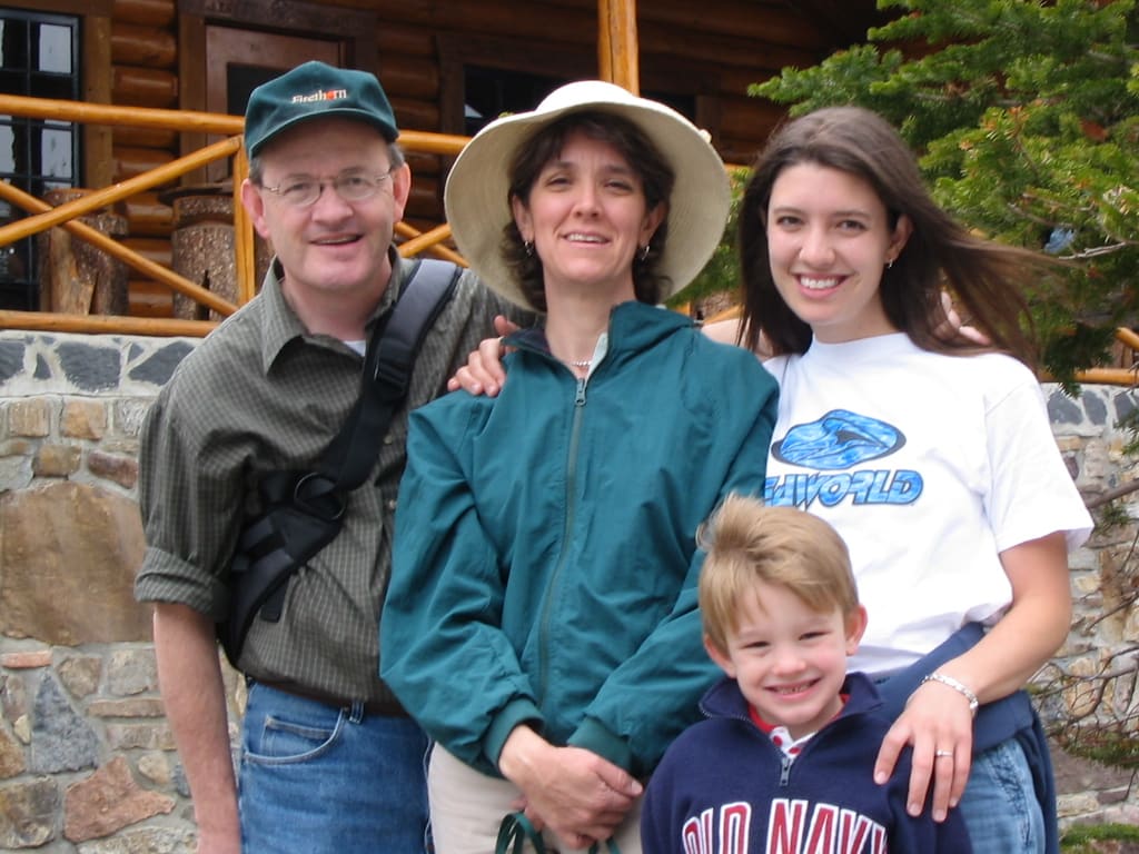 The Powell family, 2004. Clockwise from the left: Danny, Cindy, Kelsie, Hudson