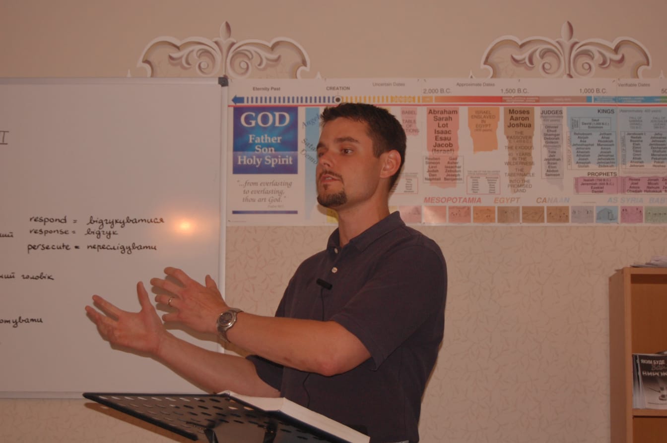 Teaching Romans 7 at a recent ABS meeting.