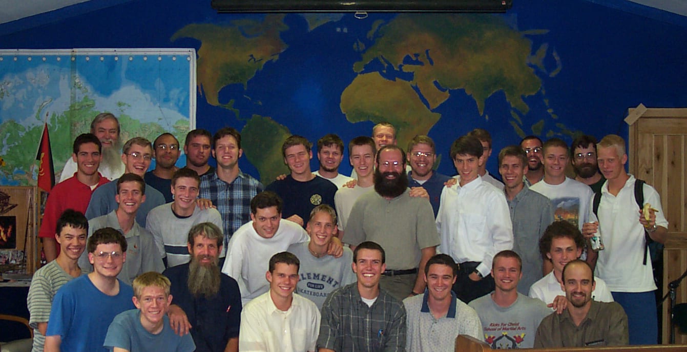 Nathan and the group at the 2001 missions camp in Cane Creek
