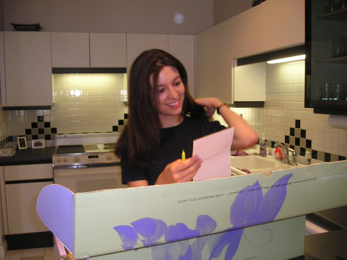 Kelsie receives her first bouquet from me while I was still overseas.