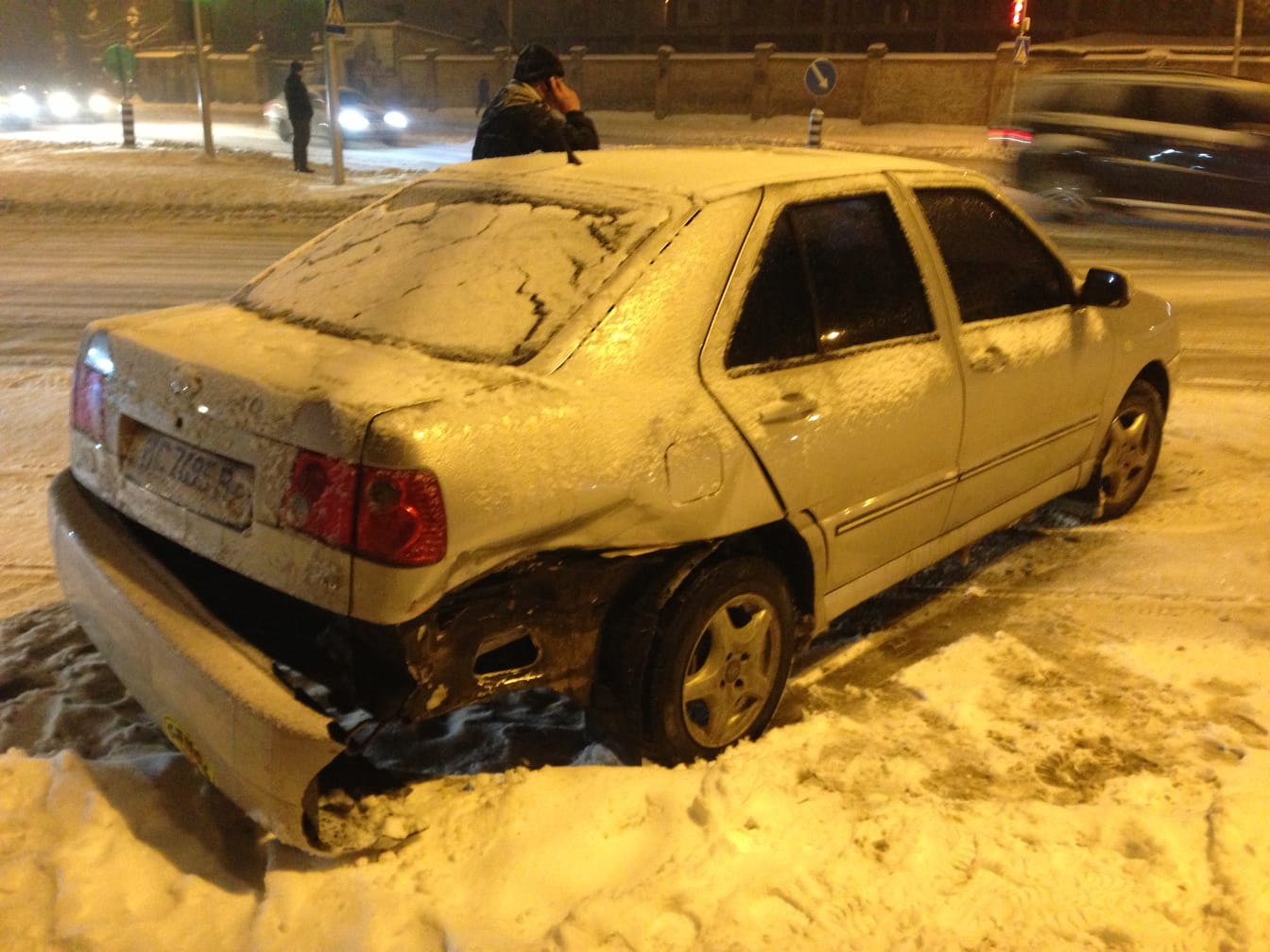 Our taxi was broadsided by in the middle of a major intersection.