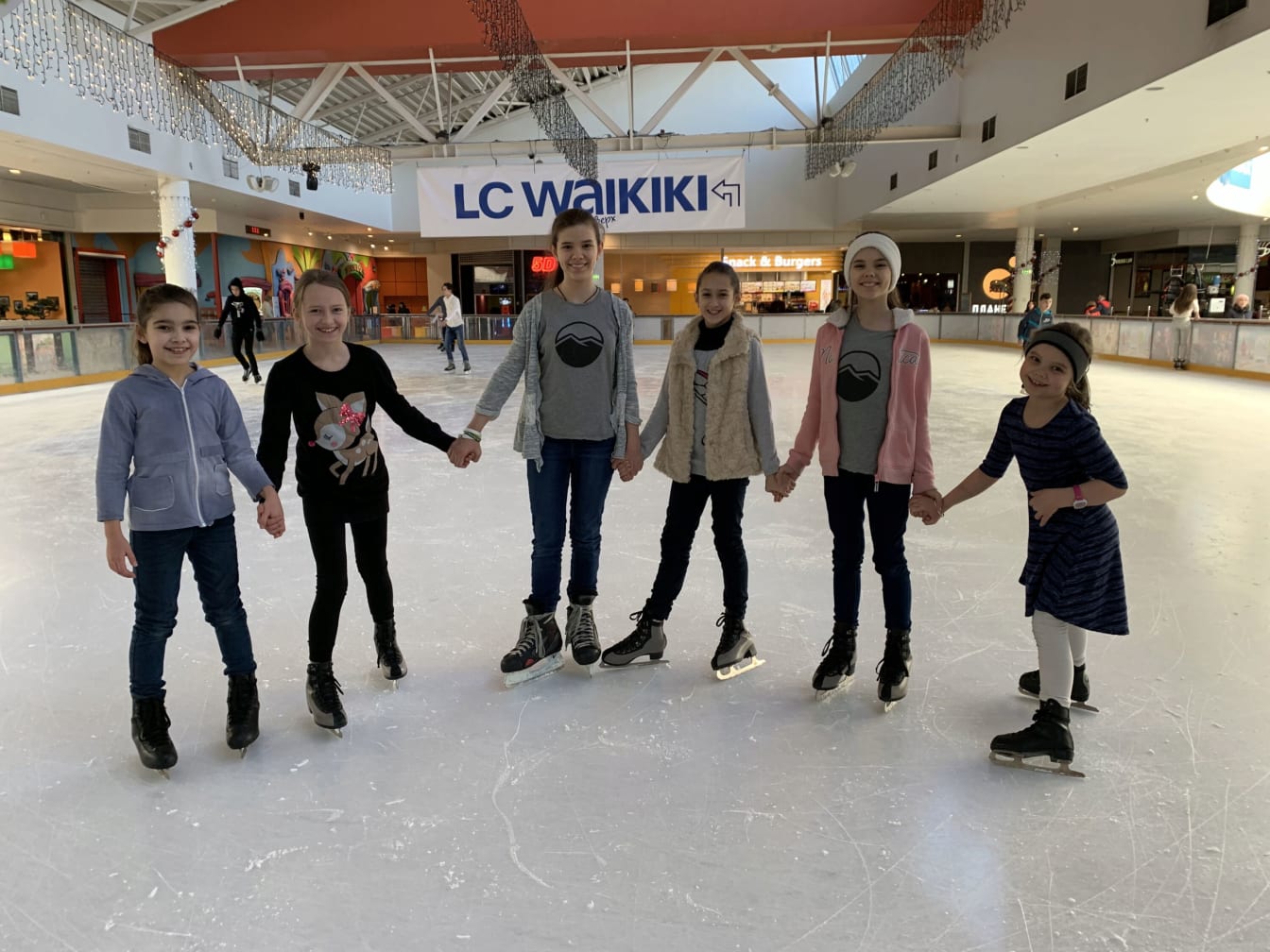 The girls invited several friends to go ice skating to celebrate.