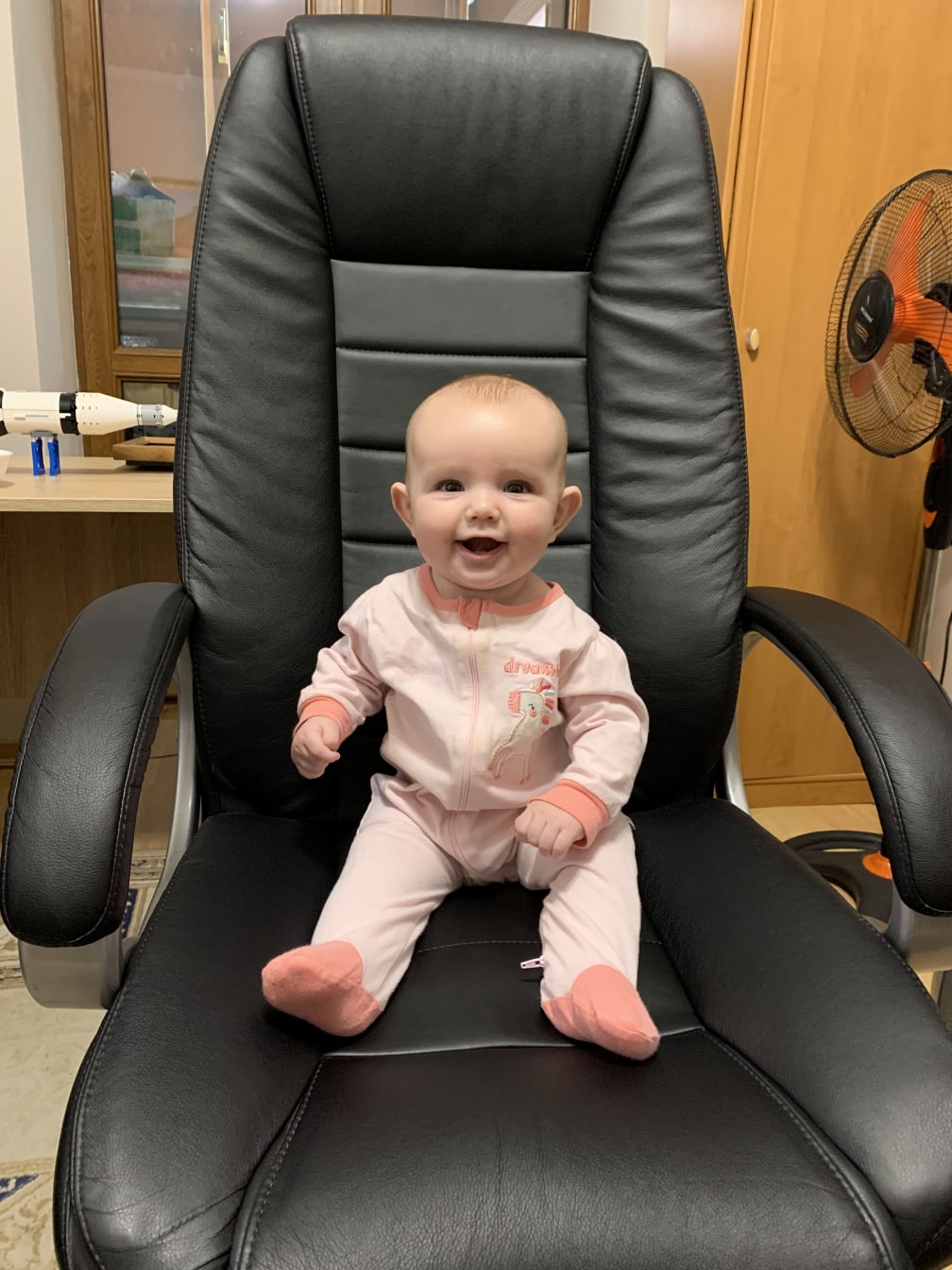 Little Mia Faith enjoys playing in Daddy’s office! 🥰