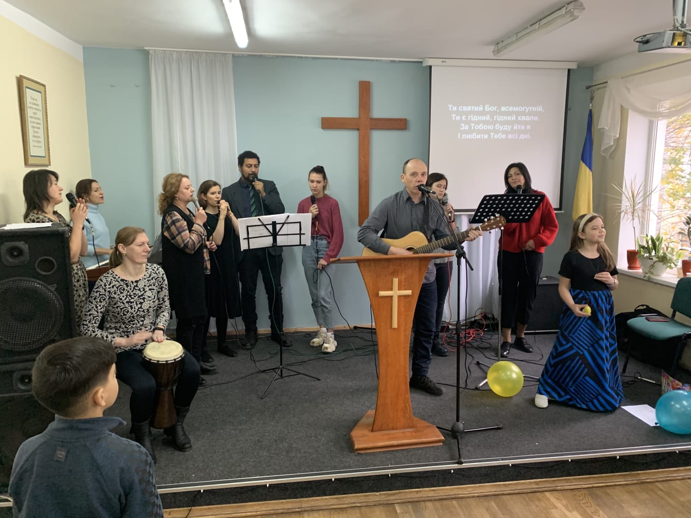 Abby and Hosanna continue to sing with the music group on Sundays. My long-time friend Ruslan (playing the guitar) leads the music ministry at our church and does an outstanding job with it!