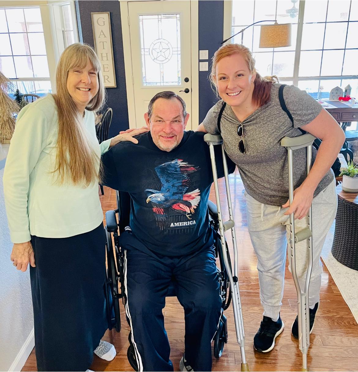 Mom and Dad with my sister Jessica, who recently injured her knee