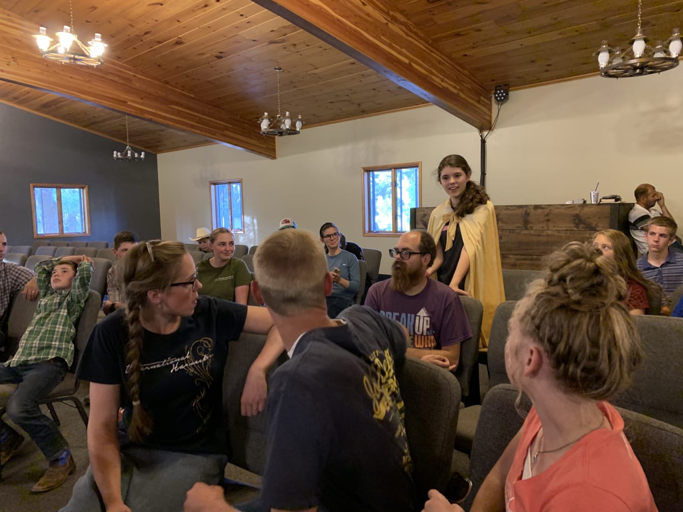 Rebekah shares testimony after a group evangelism outreach in South Dakota.