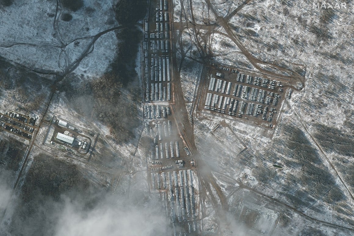Recent satellite imagery of Russian military equipment near Ukraine’s border