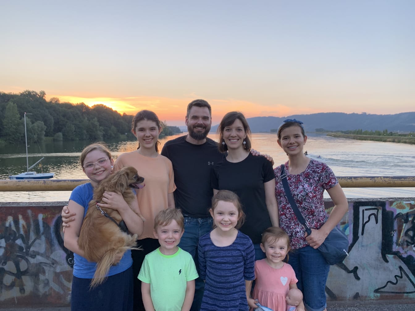 One evening we all went for a walk around the reservoir near our village of Mojš and Jen snapped this family photo for us. God is good!