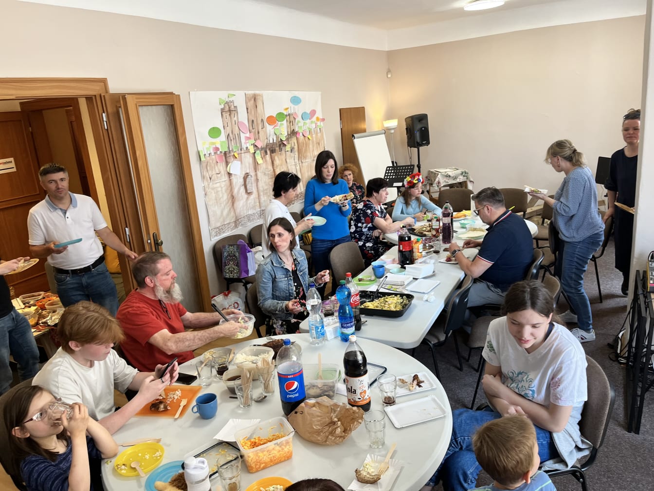 Our church here in Slovakia, New Beginnings, held a very nice going-away party for us. These are some gracious folks!