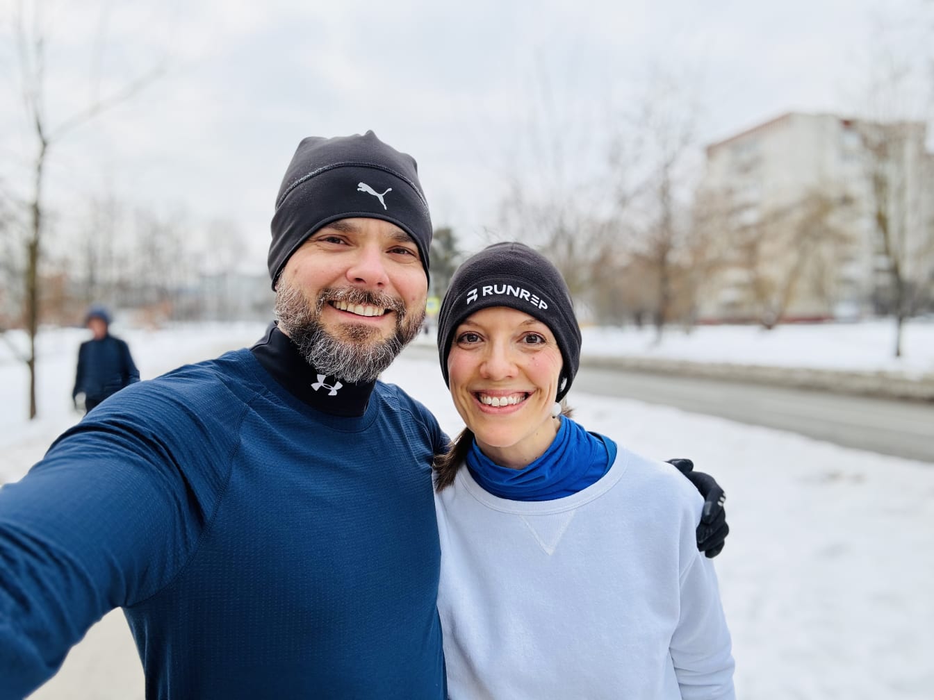 Kelsie and I still enjoy running together even when it’s snowing outside!