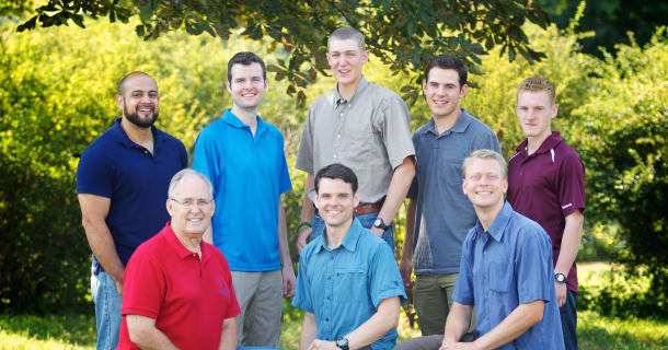 The CMO 2012 team. Clockwise from top left: Cesar Rodriguez, Jonathan Steele, David Steininger, Phillip Payne, Jacob Bruce, Nathan Day, Joshua Steele, and Jessie Beal.
