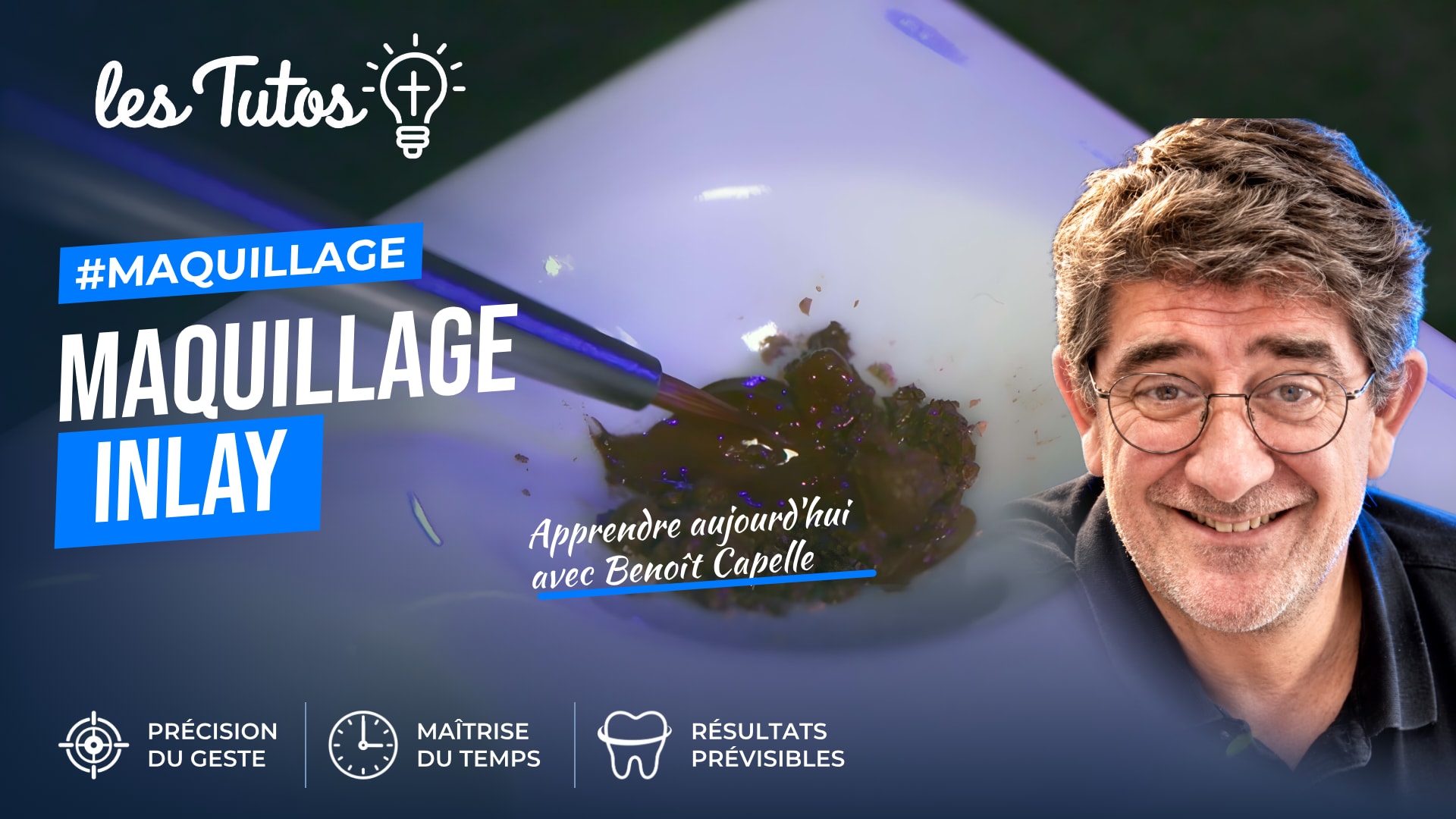 Maquillage inlay (Tuto, saison 2 épisode 27) : Démonstration technique de Benoit Capelle : le maquillage d'un inlay céramique, du choix de teinte au…