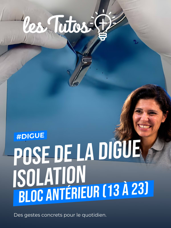 Pose de la digue isolation bloc antérieur (13 à 23) (Tuto, saison 1 épisode 19) : Isolation du bloc antérieur à l'aide du champ opératoire