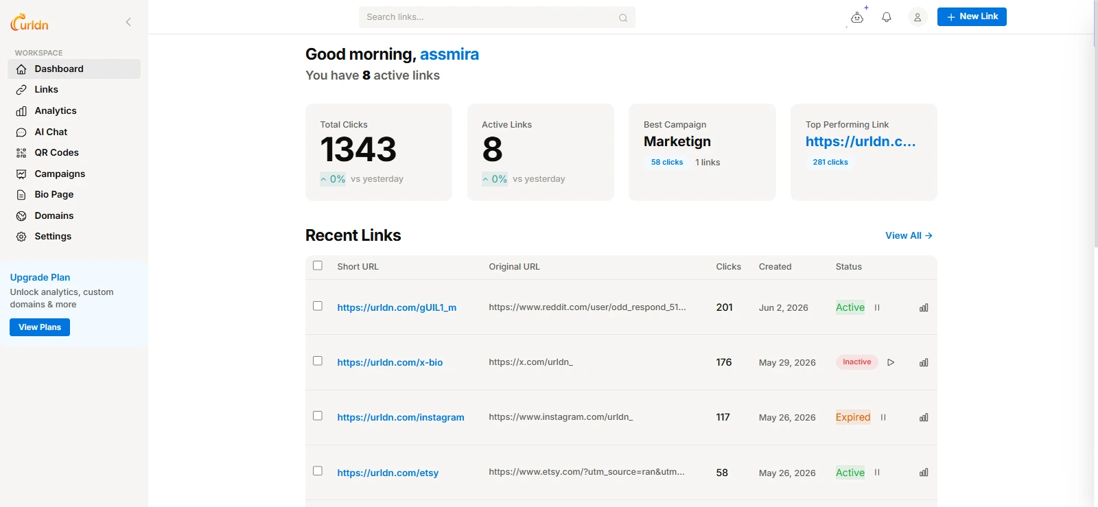 URLdn URL shortener homepage — paste your link and shorten instantly