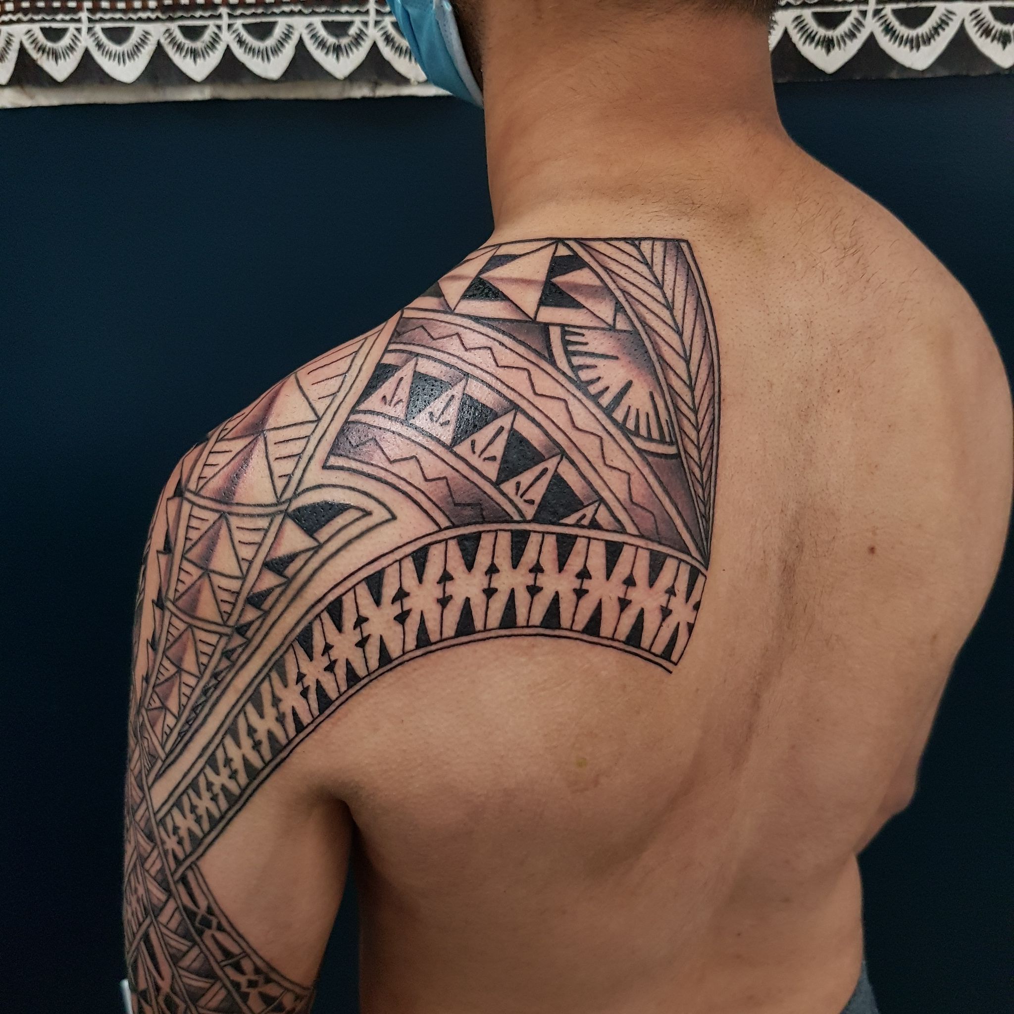 Black Fijian shoulder tattoo
