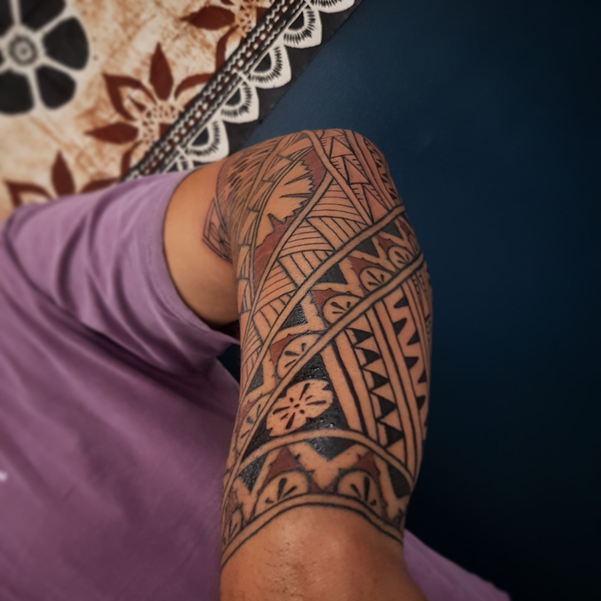 Fijian - Polynesian arm tattoo in color