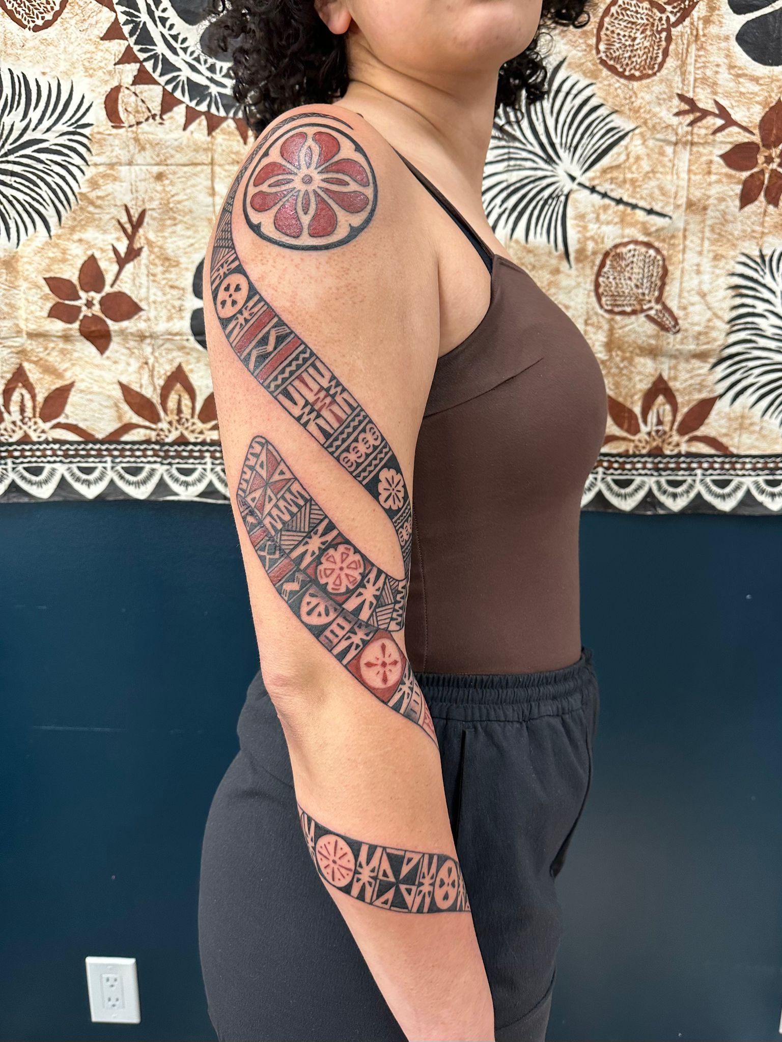 Fijian - Polynesian arm tattoo in color