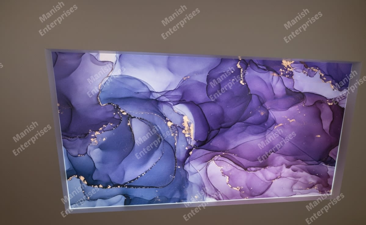 Deep Purple Ink Marble Backlit Acrylic Sheet for Ceiling