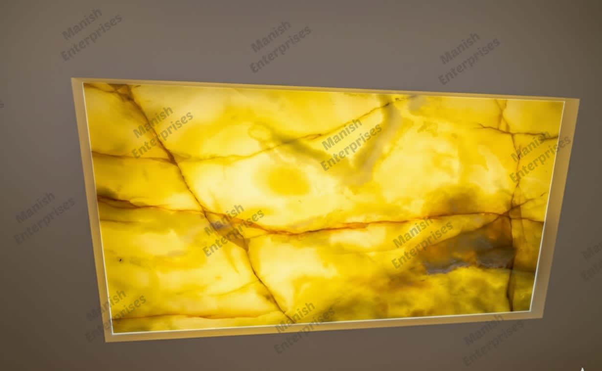 Yellow Onyx Marble Backlit Acrylic Sheet for Ceiling
