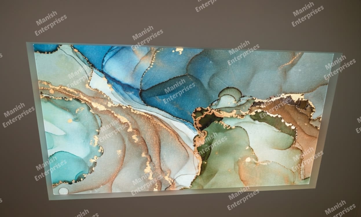 Teal Brown Marble Backlit Acrylic Sheet for Ceiling