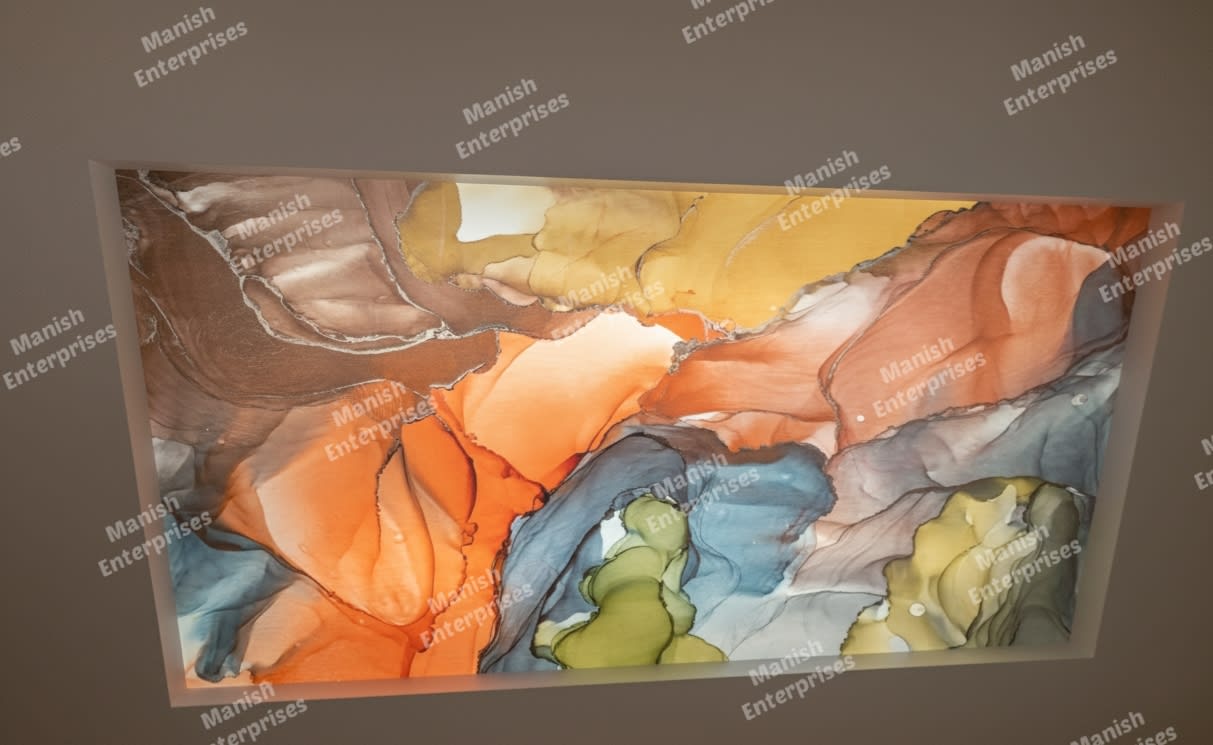 Orange Brown Marble Backlit Acrylic Sheet for Ceiling