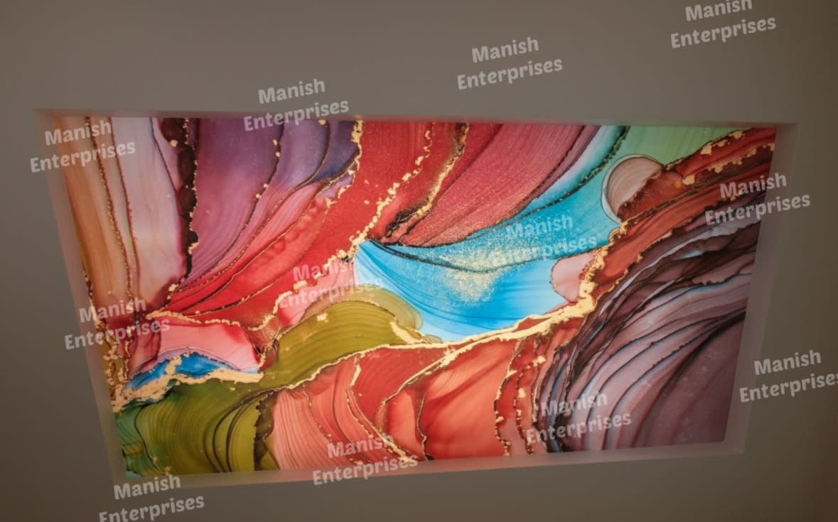 Multicolor Wave Marble Backlit Acrylic Sheet for Ceiling