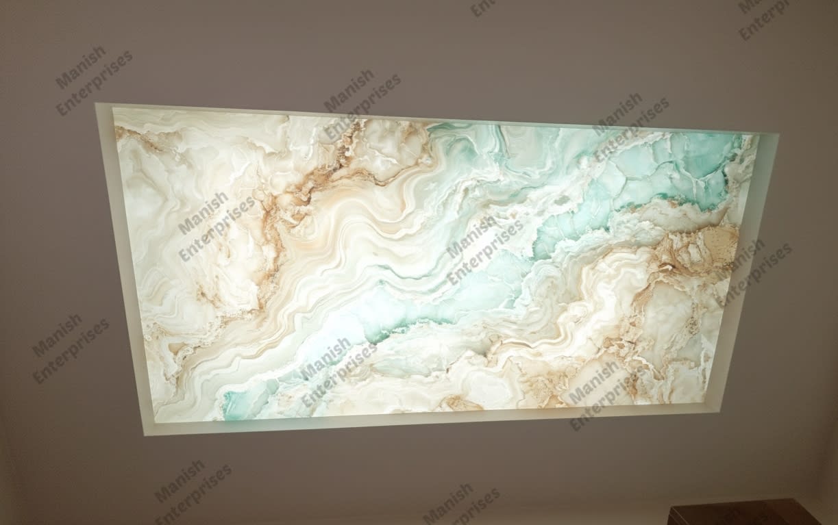 Aqua Beige Marble Backlit Acrylic Sheet for Ceiling