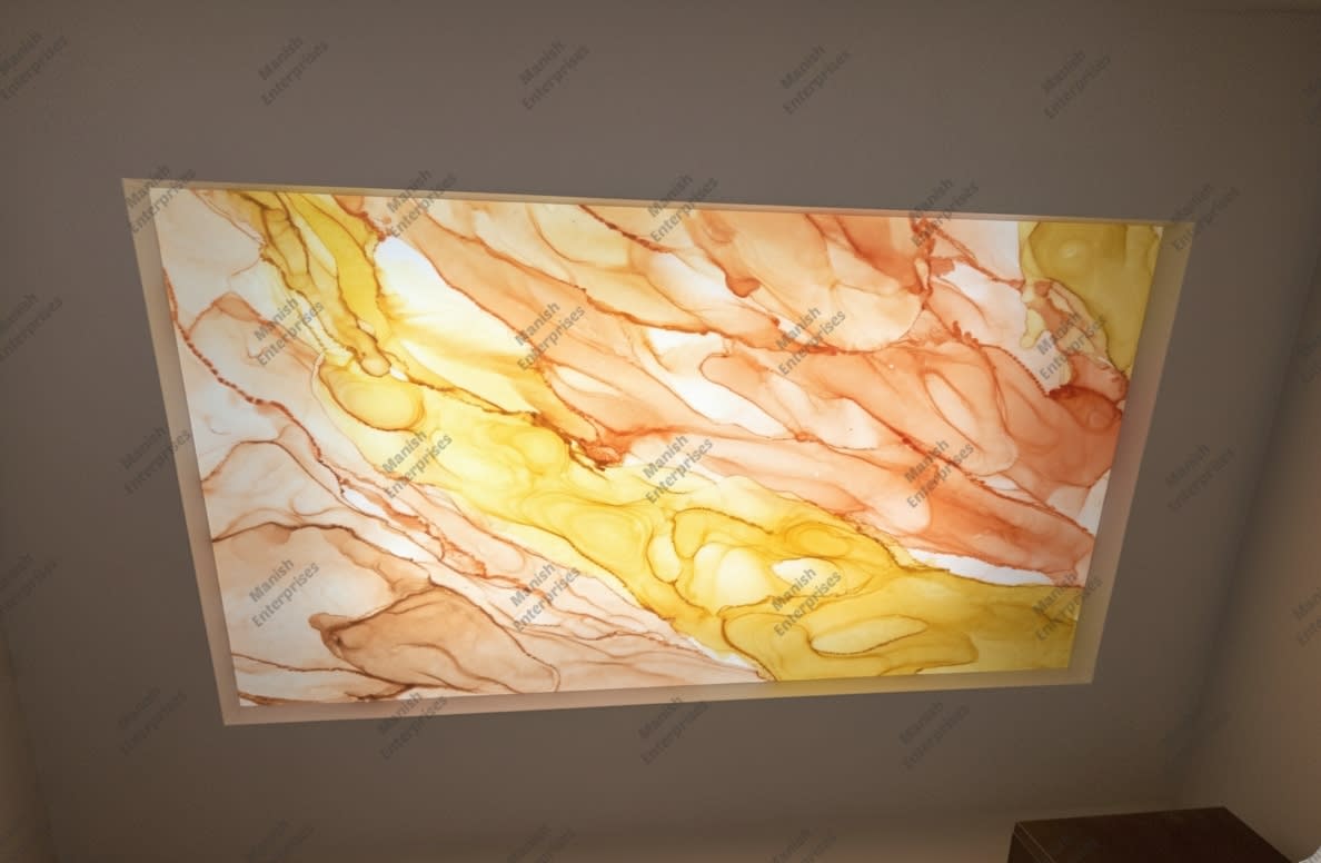 Yellow Marble Backlit Acrylic Sheet for Ceiling